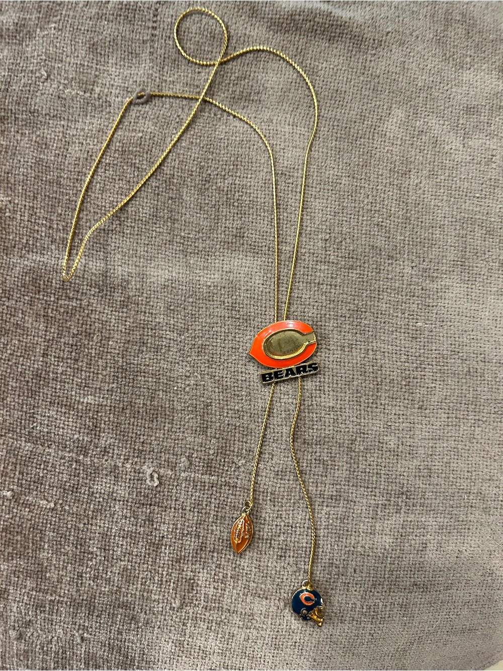 Vintage Chicago Bears Gold Chain Bolo Tie Necklace